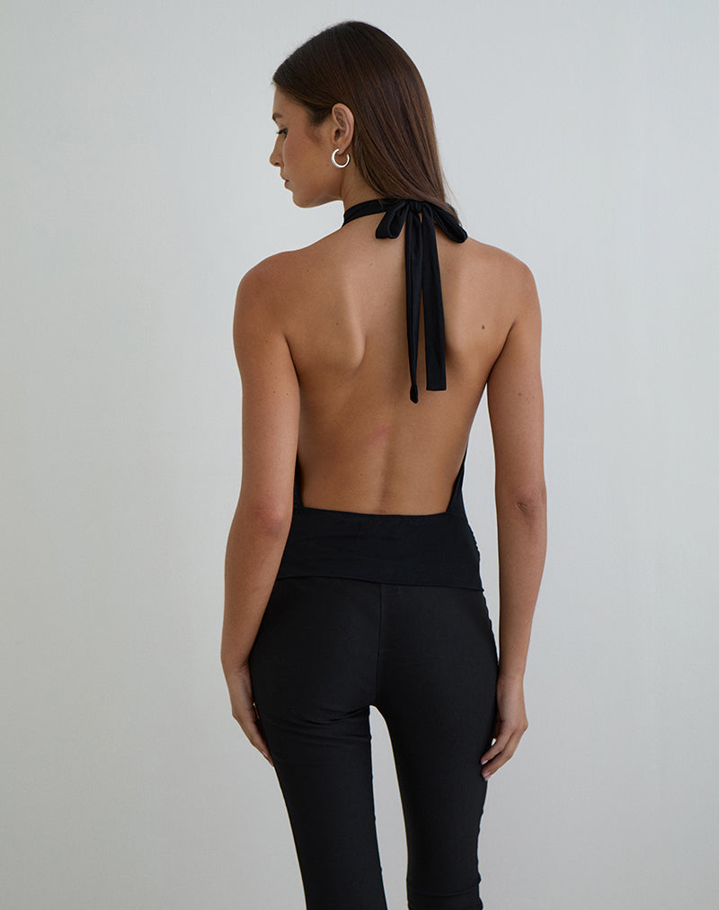 Verbina Keyhole Top in Jersey Black