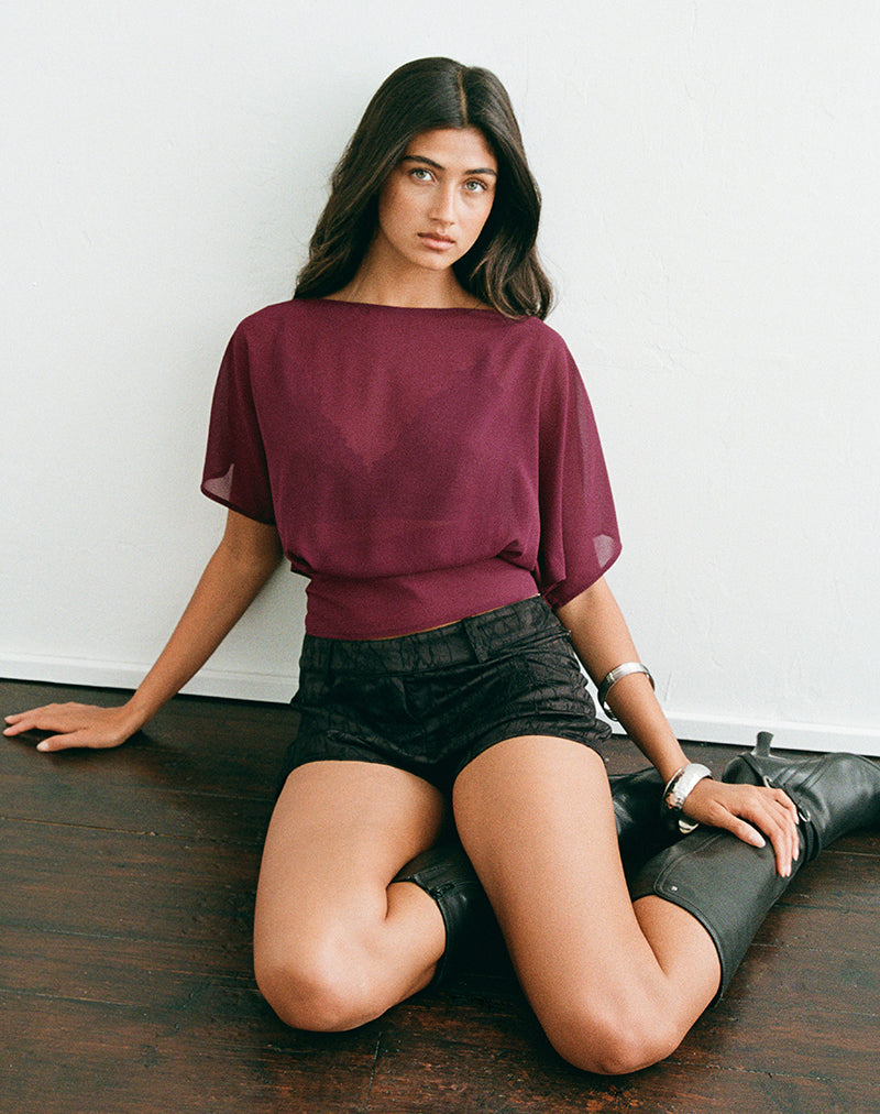 Wahita Top in Chiffon Burgundy