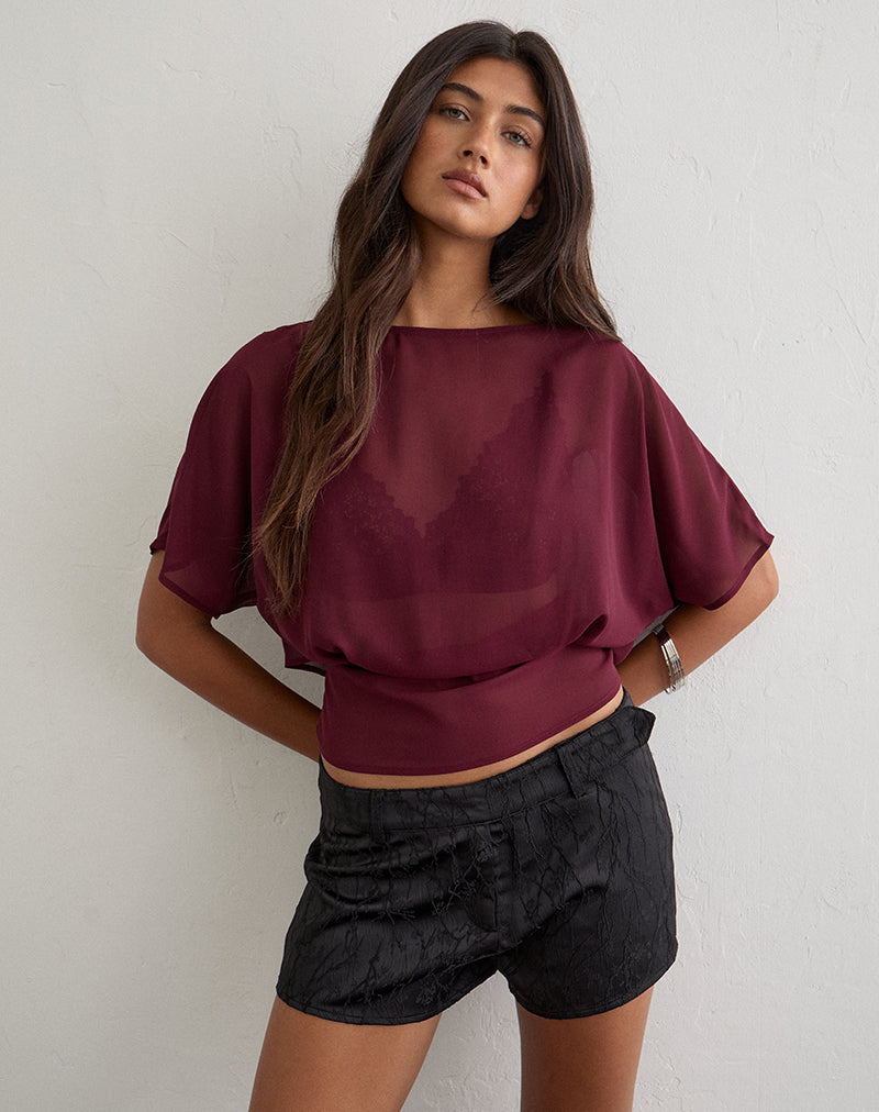 Wahita Top in Chiffon Burgundy