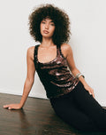 Wanda Racerback Vest Top in Sequin Brown