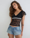 Warita Underbust Top in Lace Black