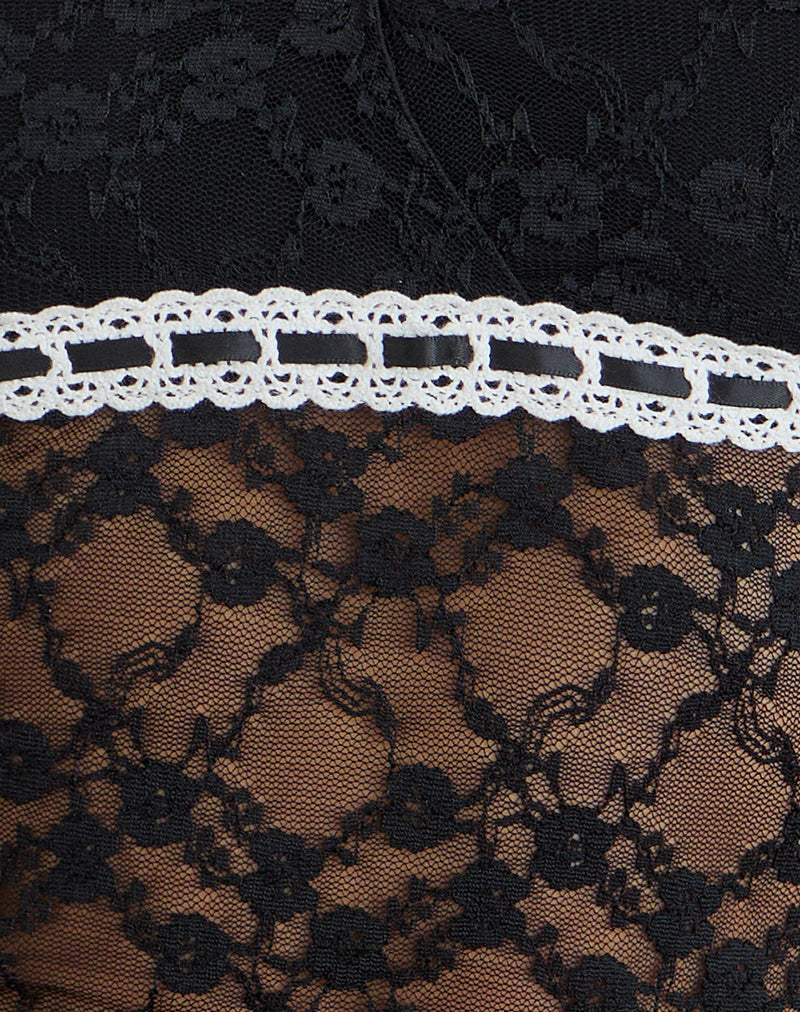 Warita Underbust Top in Lace Black