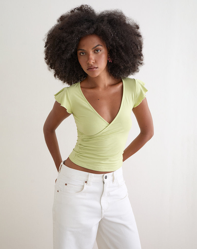 Wilkes Wrap Top in Jersey Pistachio