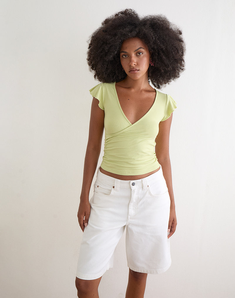 Wilkes Wrap Top in Jersey Pistachio