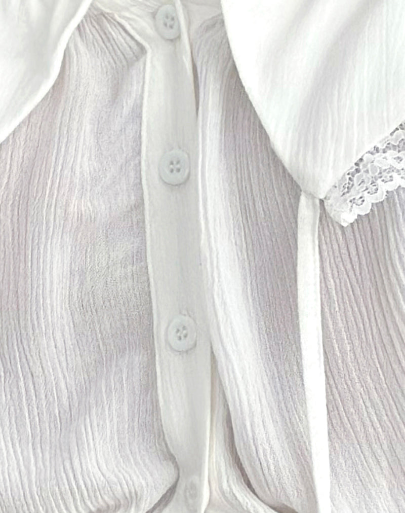 Wujala Bardot Tie Waist Top in Rayon White