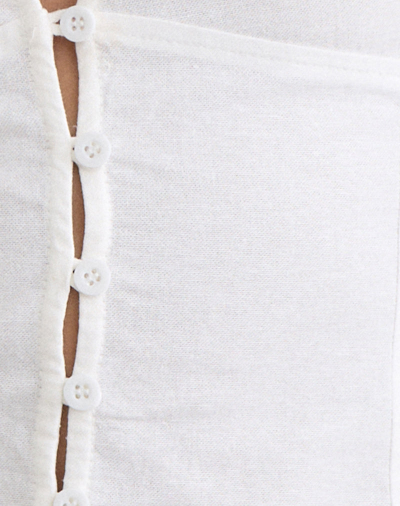 Yadele Button Up Keyhole Top in Ivory