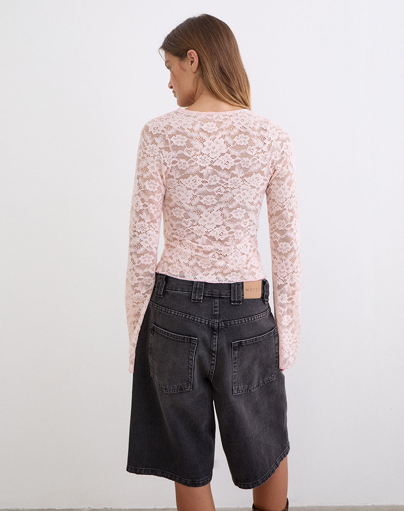 Yamuna Long Sleeve Top in Lace Soft Pink
