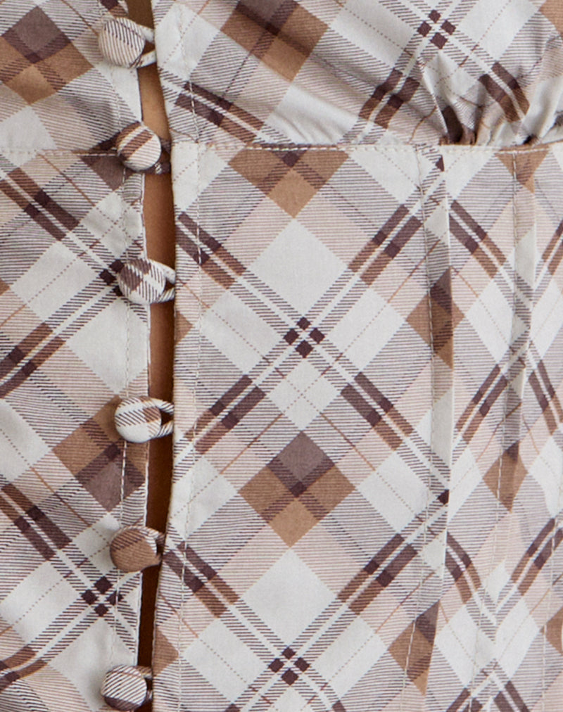 Yasuda Blouse in Angled Check Brown