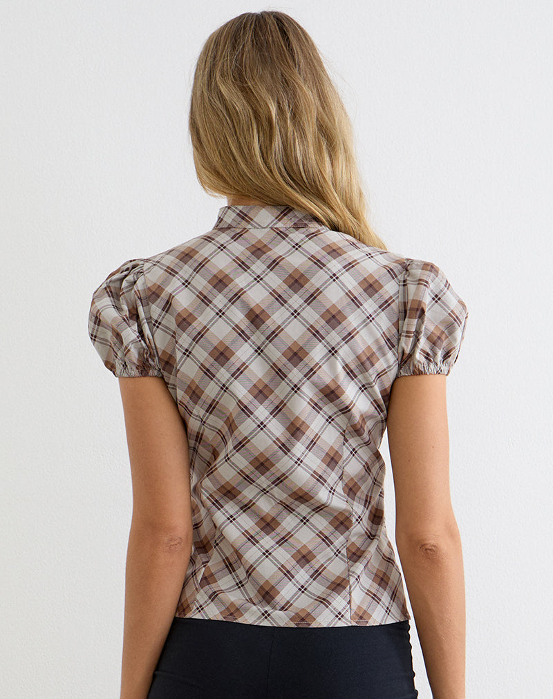 Yasuda Blouse in Angled Check Brown
