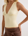 Yatna Top in Rayon Lemon with Pearl Button Trim