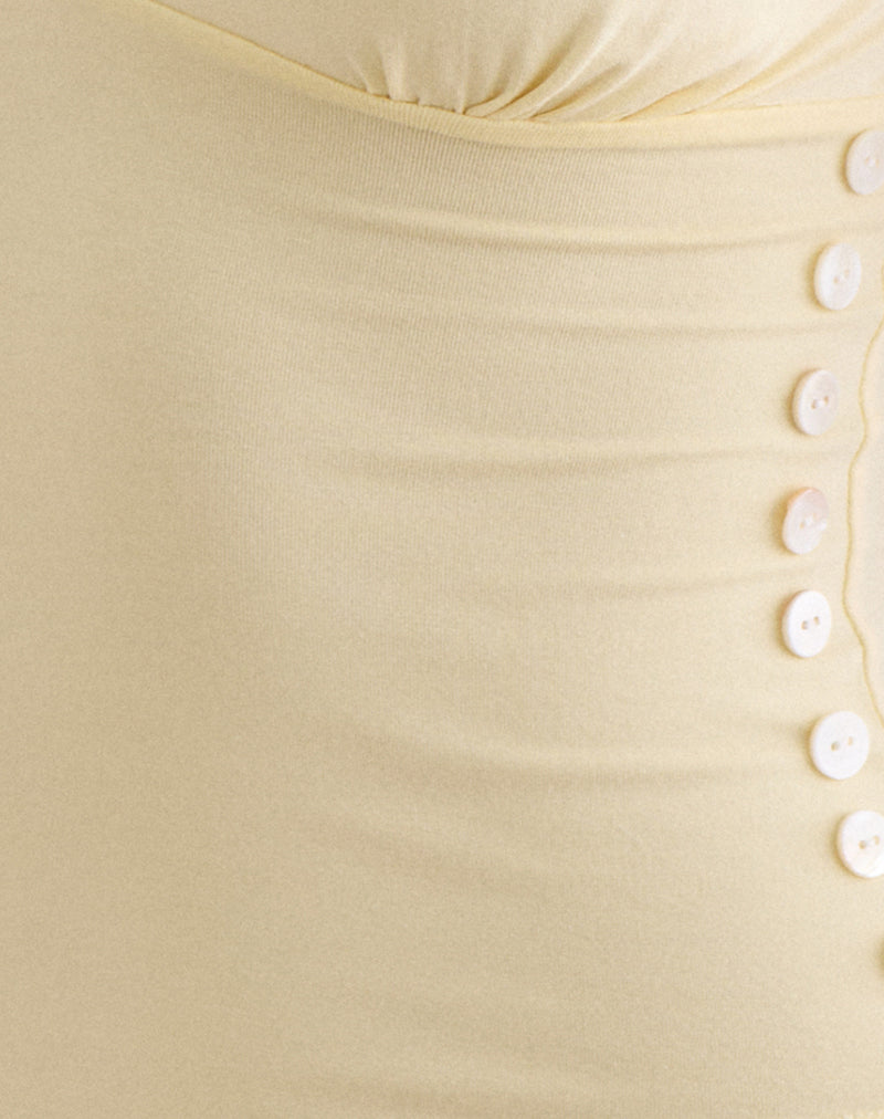 Yatna Top in Rayon Lemon with Pearl Button Trim
