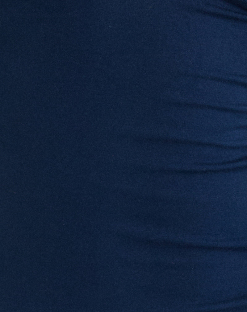 Yatna Top in Rayon Navy with Pearl Button Trim