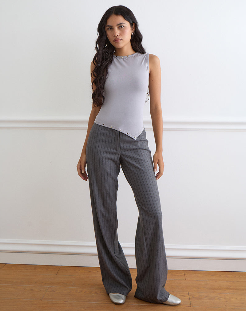 Yetta Double Studded Vest Top in Lilac Grey
