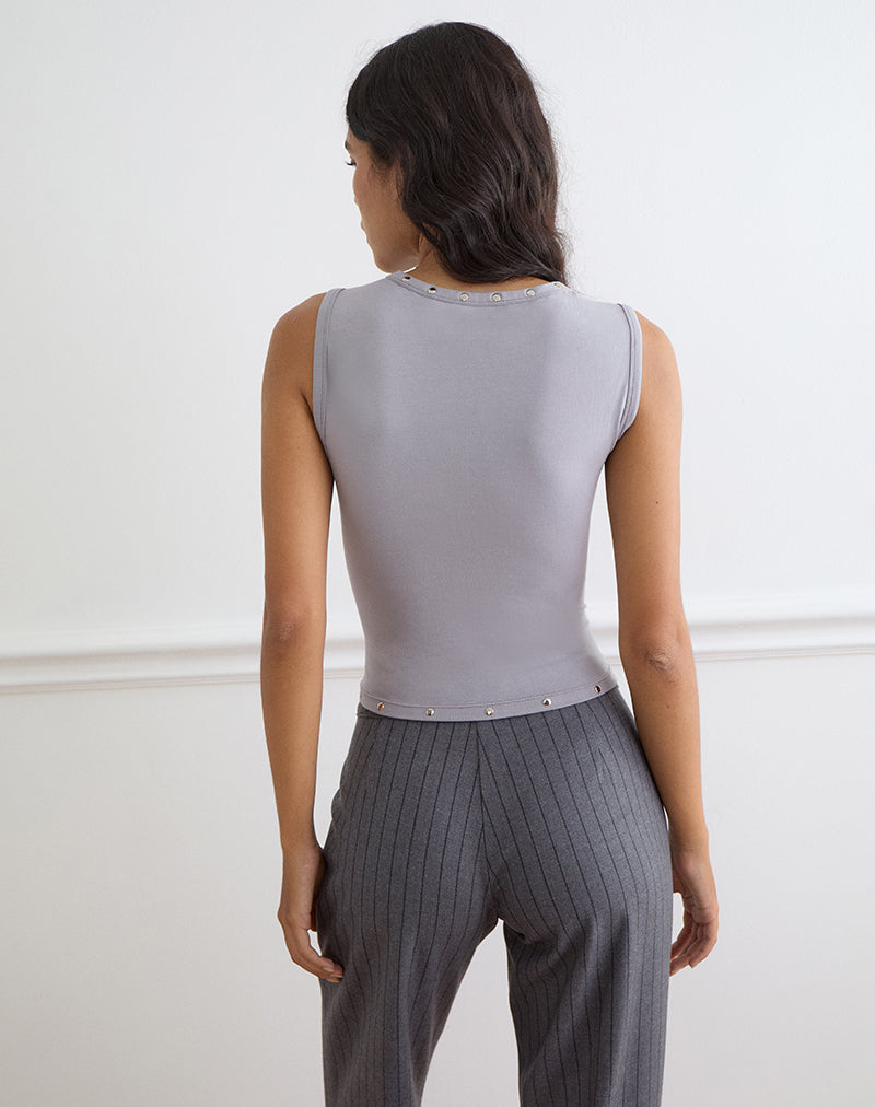 Yetta Double Studded Vest Top in Lilac Grey