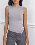 Yetta Double Studded Vest Top in Lilac Grey