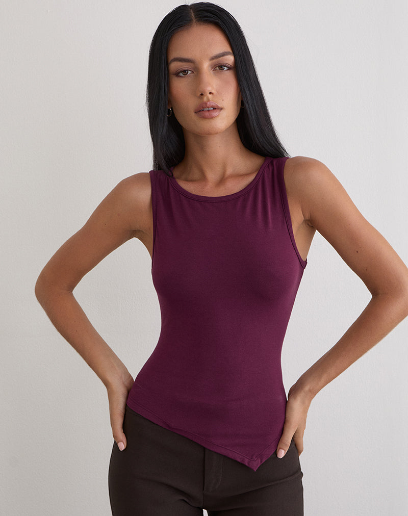 Ymir Vest Top in Rayon Jersey Deep Purple