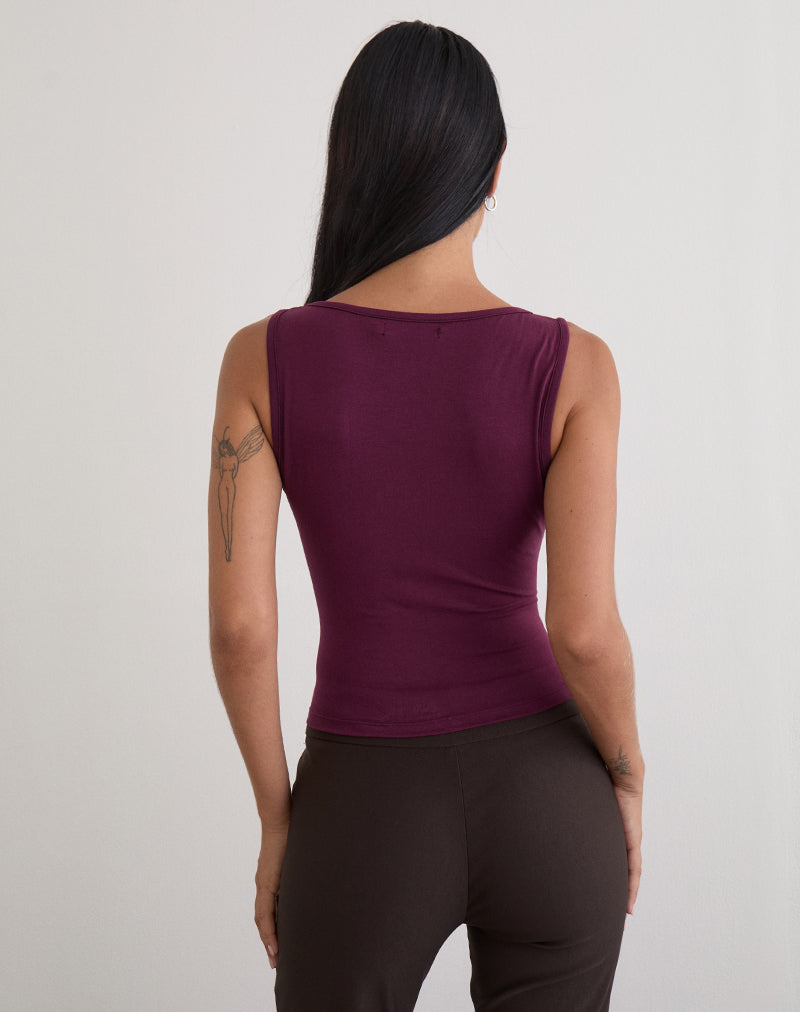 Ymir Vest Top in Rayon Jersey Deep Purple