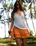 Yorenda Top in Net Sequin Blue