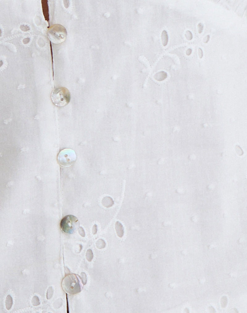 Yoshino Plunge Top in Broderie White