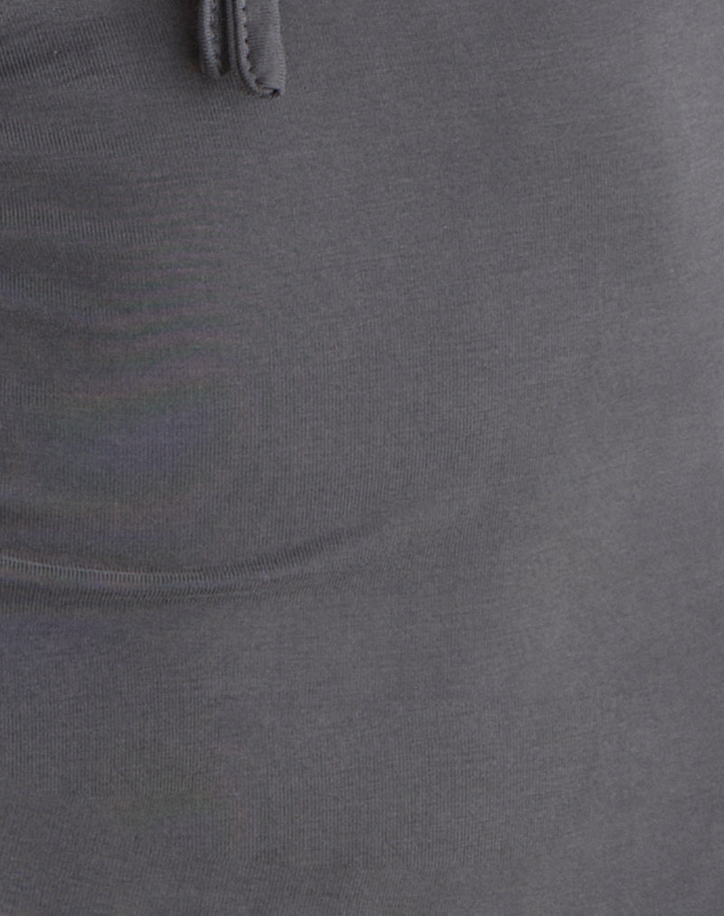 Yubin Keyhole Long Sleeve Top in Cupro Charcoal Grey