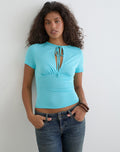 Yubis Short Sleeve Top in Cupro Aqua