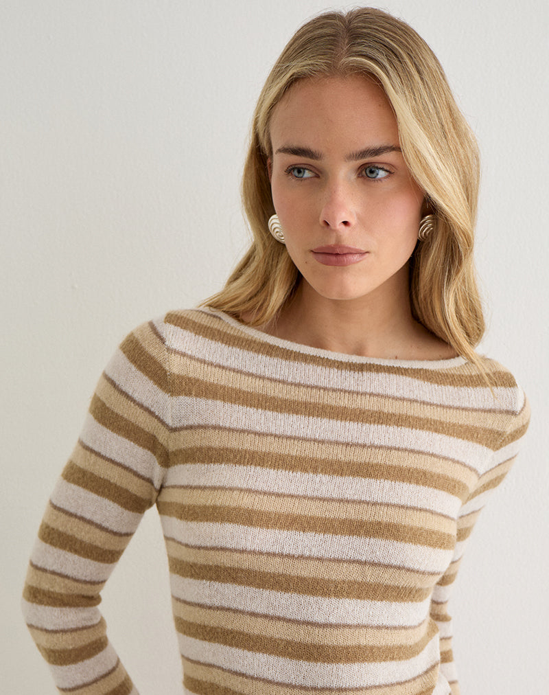 Yukara Long Sleeve Top in Knit Tonal Stripe