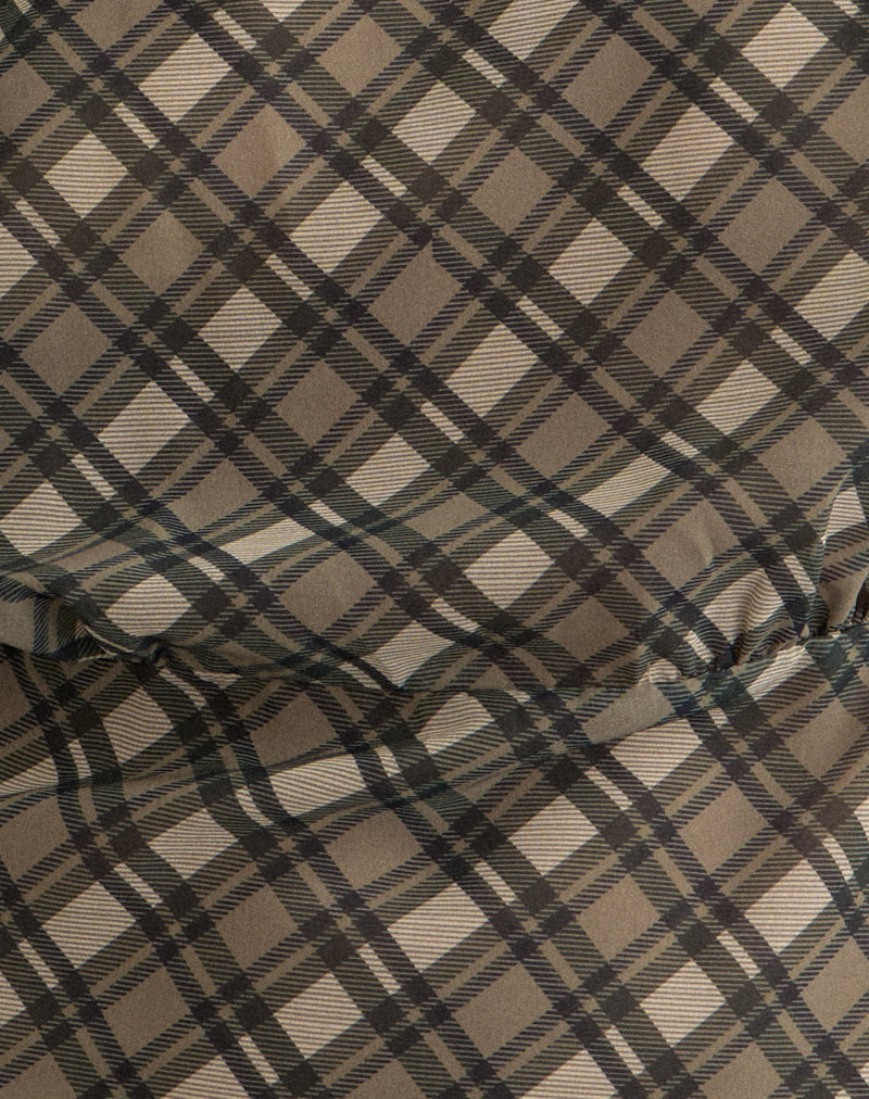 Zayla Top in Chiffon Vintage Check Olive