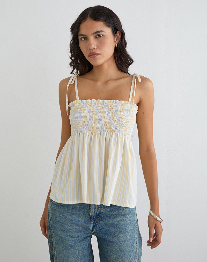 Zerah Top in Candy Stripe Yellow